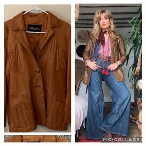 Vintage Wilson cognac leather jacket brown 70’s style